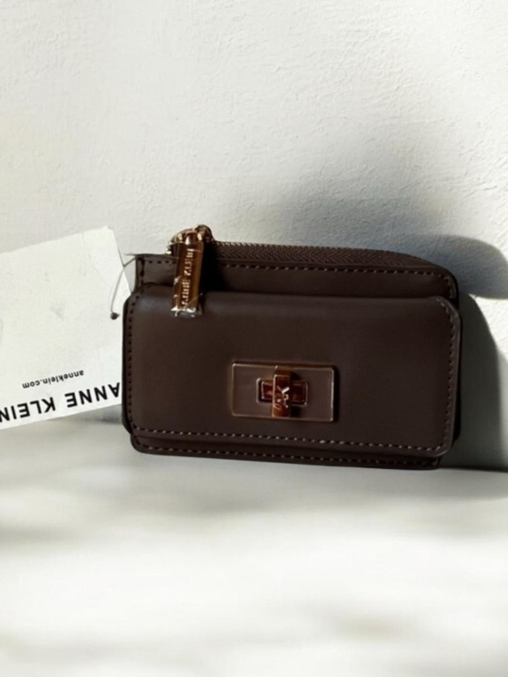 Anne Klein Brown Wallet with Gold Accents